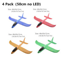 (4 Pack 50cm no LED) 4-pack 50 cm skumplansbyggsatser flygande glidflygplansleksak med LED-ljus handkastande flygplansset