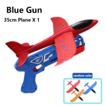 (Blue Gun 1 PlaneChina) Flygplanskastare Leksak Barn Bubbelkatapultplan Epp Skumplan Skjutspel Utomhuskastning