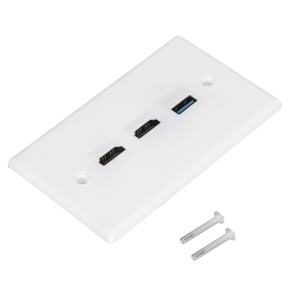 Usb Charger Wall Plates For Multimedia Interface, Hdmi Wall Panel With Easy Installation, 2 Hdmi + Usb3.0 Wall Mount Outlet Featuring Snap-In Fixing C 9198585108264