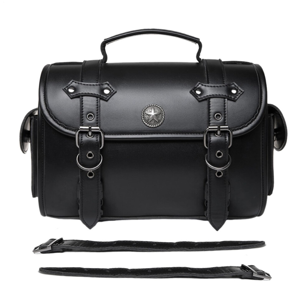 Motorcycle Saddle Bags Leather Waterproof Pannier Luggage Pack For Motorbike Backseat Pouch 720G Easy To Install 9119770895998