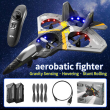 (V17-GREY-2Battery) V17 Aereo RC con sensore di gravità, aliante, elicottero radiocomandato, schiuma EPP, telecomando ae