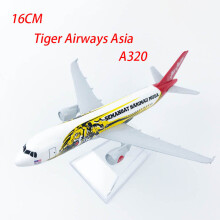 (A) Modello di aereo pressofuso Tiger Airways Asia A320 da 16 cm, in lega, espositore statico, mini gioc