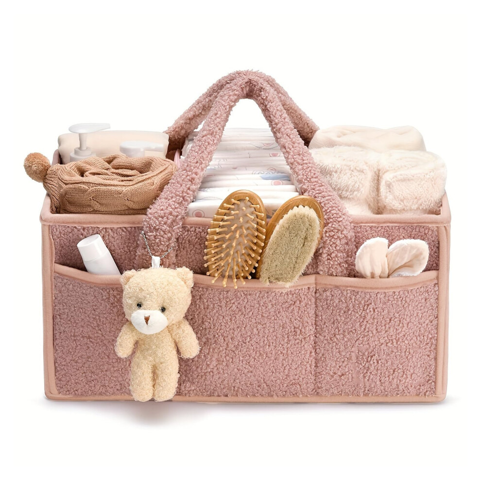 Baby Nappy Caddy Organiser Diaper Caddy Portable Changing Basket Newborn Essentials With Compartments Beige
