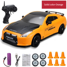 (Solid color-Orange) Auto RC 2.4G 15km/h 1:24 Quattro ruote motrici ad alta velocità Auto da drift Gomma e drift Due tipi