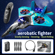 (ChinaV17-BLUE-1Battery) Aereo RC con rilevamento della gravità e telecomando in schiuma per aliante V17 V25 4K