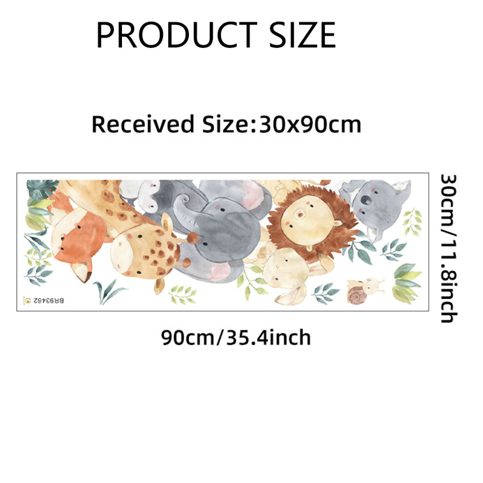 Watercolor Jungle Animal Wall Decals, Non-Toxic Waterproof Reusable Wall Stickers for Smooth Surface Application in Living Room Bedroom Playroom