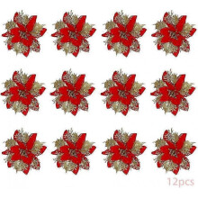 24Pcs Christmas Flowers, Artificial Christmas Flowers, Glitter Christmas Tree, Glitter Christmas, Christmas Flower