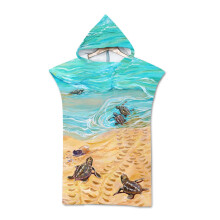 Surf Poncho Microfibre, Turtle Pattern Bath Poncho, Beach Towel with Hood (75x110cm) Ref: 6636