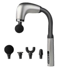 (Silver) 4 Heads Fascia Gun Muscle Massage Gun Deep Muscle Tissue Percussion Massager For Athletes Holding Body Leg Back Muscle Massagers