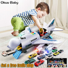 (Random 6Pcs cars) Musica Luci Simulazione Pista Inerzia Giocattolo per Bambini Aereo Passeggeri di Grandi Dimensioni A