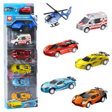 (City RacingUnited States) Set di 6 auto da ingegneria inerziale, veicolo da corsa dell'esercito, escavatore, aereo, modello pe