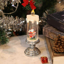 (Silver - Gift Santa Claus) Flameless LED Christmas Candle, Battery Operated Waterproof Santa Claus Decoration