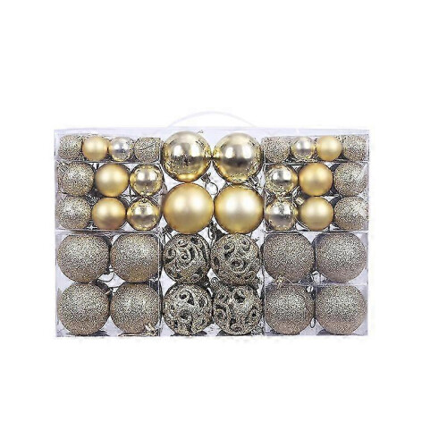 100pcs Christmas Tree Plastic Ball Ornaments, Gold