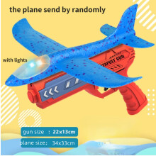 (1 red gun 2 plane) Giocattolo di lancio per aeroplani in schiuma EPP, aliante a bolle, lancio a mano, catapulta, giocat
