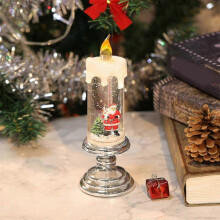 (Silver - Tree Santa Claus) Flameless LED Christmas Candle, Battery Operated Waterproof Santa Claus Decoration
