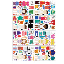 8 Sheets Water Bottle Sticker Children's Dress Up Puzzle Sticker