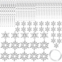 72 Pcs Clear Acrylic Snowflake Icicle Ornaments for Christmas Tree Decor
