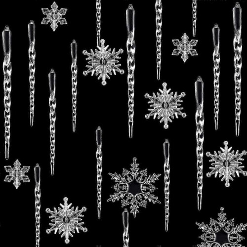 72 Pcs Clear Acrylic Snowflake Icicle Ornaments for Christmas Tree Decor 2