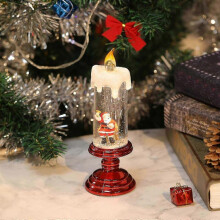 (Red - Bell) Flameless LED Christmas Candle, Battery Operated Waterproof Santa Claus Decoration