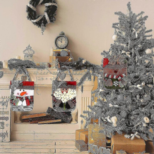 Hanging Christmas Candy Bag Gift - 3 Pieces Wall Decor Santa Sack 1