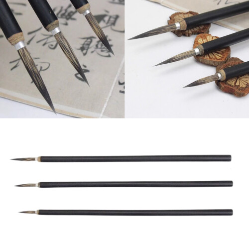 3Pcs Traditional Calligraphy Brush for Beginner Wood Handle 1
