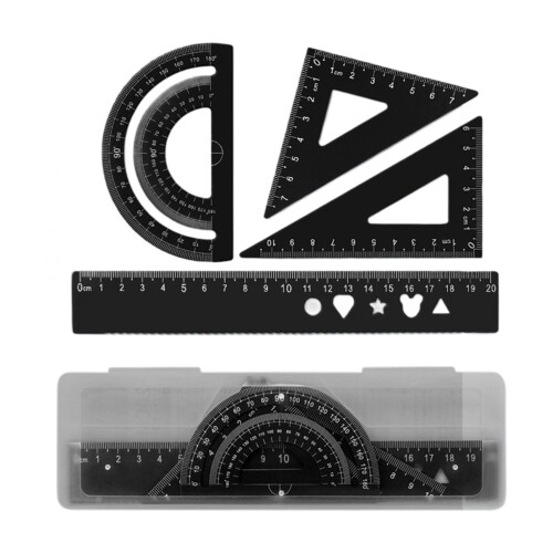 4 Pcs Ruler Protractor Set Geometry Tool Metal Ruler Set-2