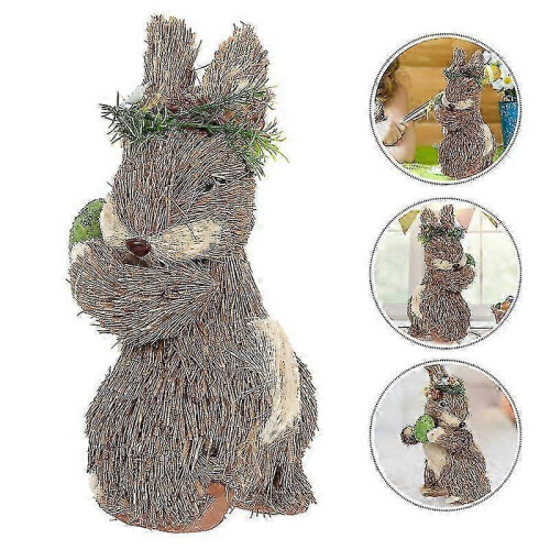 Straw Rabbit Ornament for Cute Animal Home Decor 2