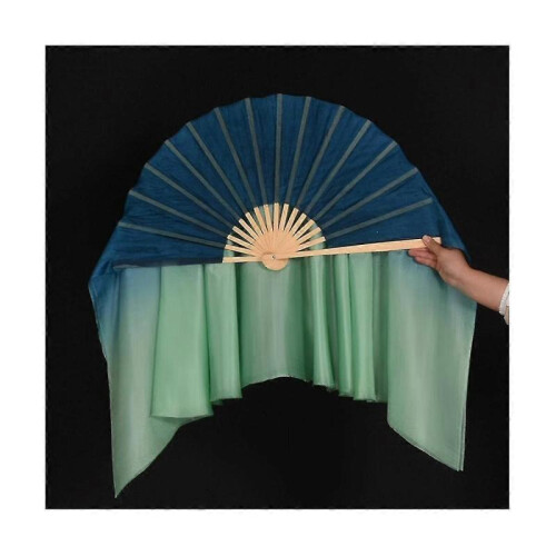 1 Pair Adults Classical Dance Fan Veil 100% Real Silk Dancer Performance Props Flowy Hand Dye Folda 1