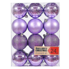 24PCS Christmas Holiday Hanging Ball Ornaments - Purple