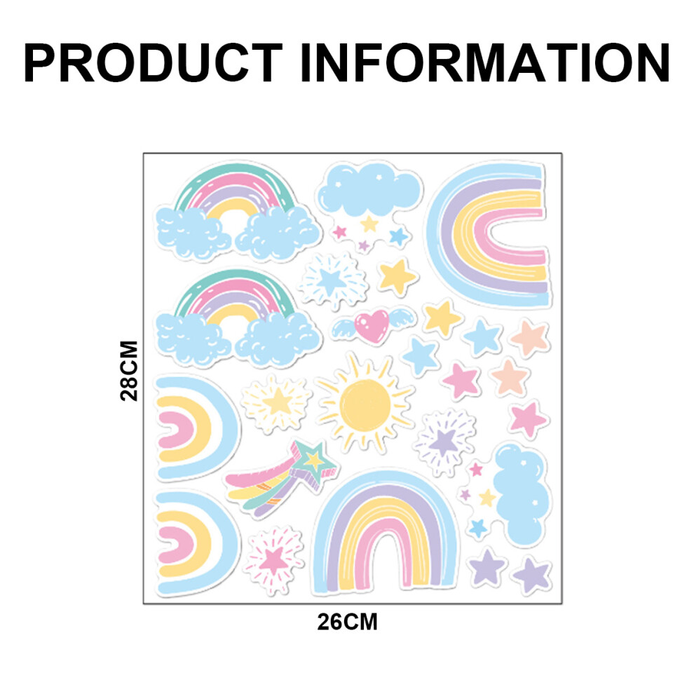 Exquisite Rainbow Star Wall Stickers, Waterproof Vinyl Material for Smooth Surface, Personalized Decals for Girls' Nursery Decor Wallpaper (4 Sheets)