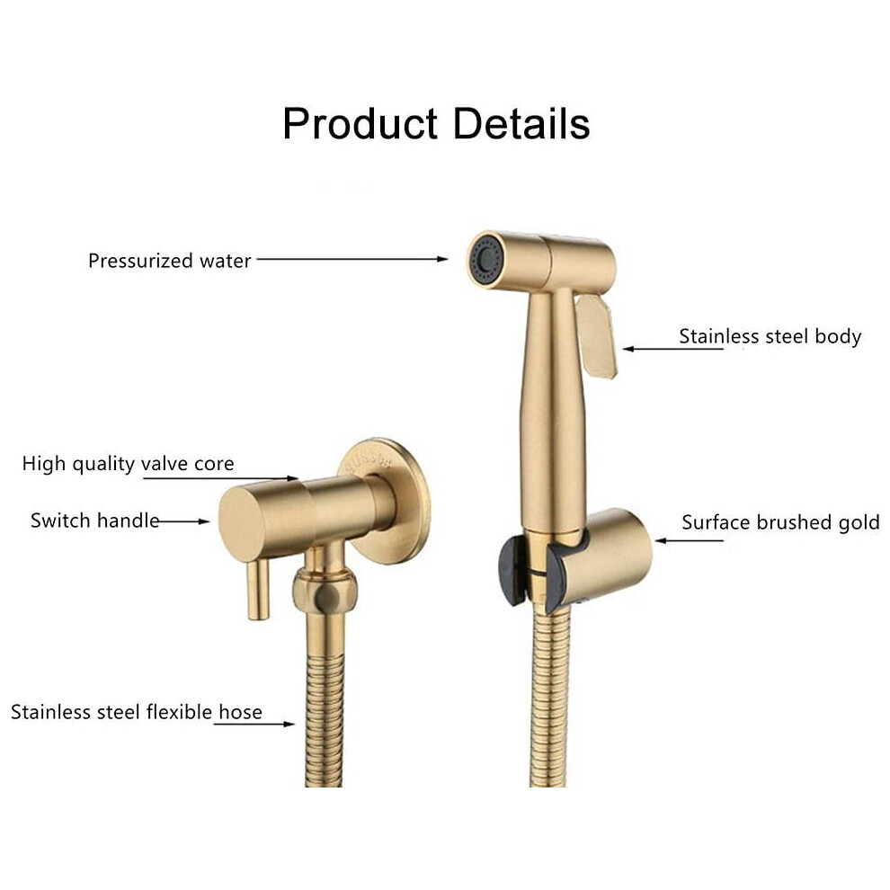Stylish Gold Handheld Bidet Sprayer, Premium Stainless Steel Construction Ensuring Durability And Rust Resistance, For Personal Hygiene And Multiple 9048212455271