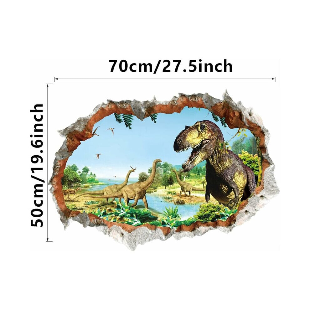 3D Broken Dinosaur Wall Decals, Vinyl Wall Sticker With Realistic And Vivid Dinosaur Patterns, Self-Adhesive Peel And Stick Removable Waterproof Wall White