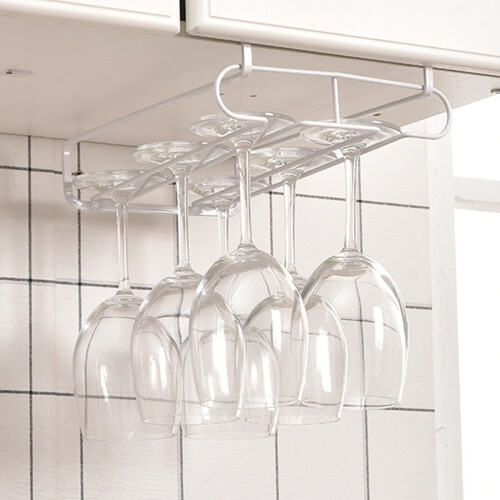 Space Saving Wine Glass Organizer Under Cabinet, Easy to Install Stemware Holder with Rust Resistant Metal Frame, No Drill Required Multi Function Rac 2