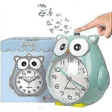 Non-ticking Owl Children's Alarm Clock with Night Light, Snooze Function - Loud Battery Operated Children's Alarm