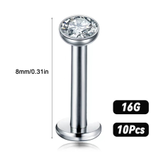 Bezzávitový nosní kroužek s push-in designem, hypoalergenní materiál, lehký kov, hojivý šperk pro piercing chrupavky rtu.