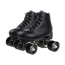 Double Row Roller Skates Women Men Four Wheels Outdoor Sports (BlackBlack, 44 EU)