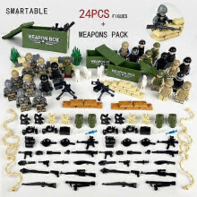 Military SWAT Soldier Figure Toy (Black), Army WW2 Building Blocks