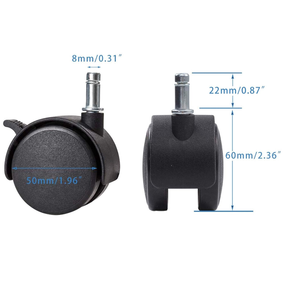 Heavy Duty Caster Wheels, Office Chair Caster Wheels Replacement Set For Long-Lasting Use And Smooth Quiet Roll On Various Floors, Including Parquet, 9048212456094