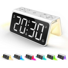 Digital Alarm Clock with USB Charger,Radio Alarm Clocks for bedrooms with LED Large Display,Natural Light Alarm Clock for Kids, with Natural Sound for