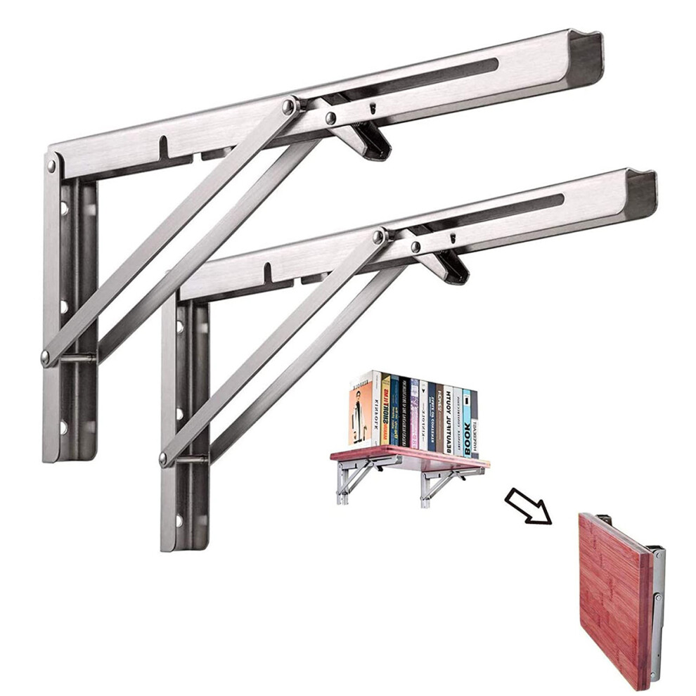 Collapsible Wall Mounted Shelf Brackets, Space Saving Folding Shelf Supports For Diy Projects, Stainless Steel Heavy Duty Brackets, Triangle 9048212454946