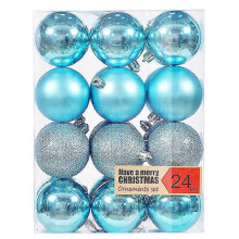 24PCS Christmas Holiday Hanging Ball Ornaments - Blue