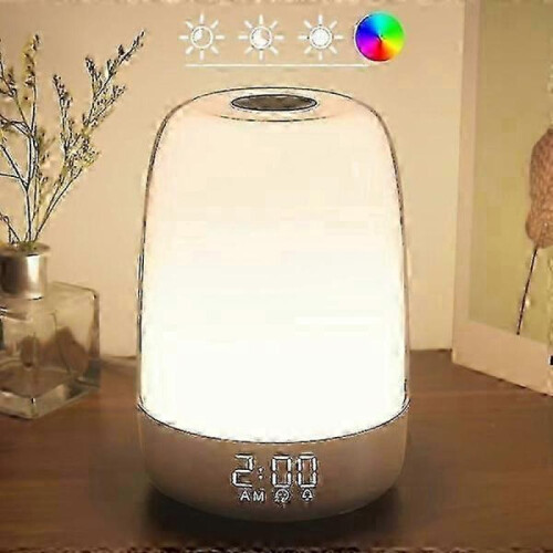 Touch Wake Up Night Light with Sunrise Simulation Alarm Clock, 3-Way Dimmable Warm White Bedside Lamp