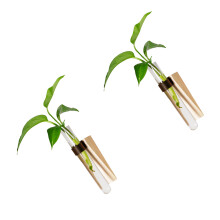 Vases à plantes suspendus, Tubes en plastique, cadre en-brun