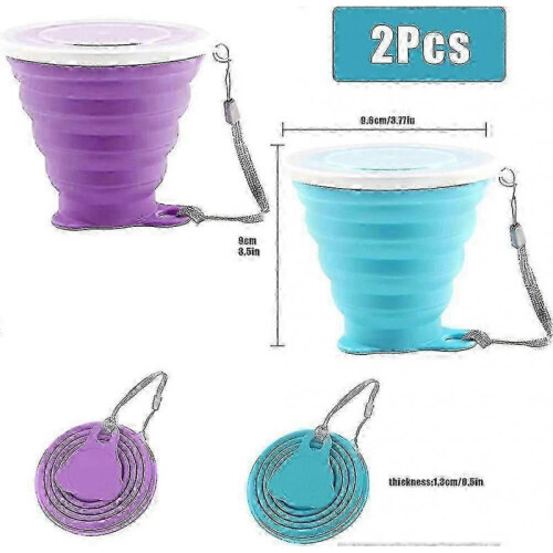Collapsible Cup Silicone 2 Pack Retractable Collapsible Travel Mug Collapsible Gift 1
