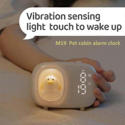 Cute Pure White Cat Night Light for Bedroom with Alarm Clock 1