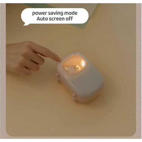 Cute Pure White Cat Night Light for Bedroom with Alarm Clock 2