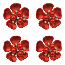 4Pcs Pearls Rhinestones Cufflinks Clips Shirt Button Covers-2