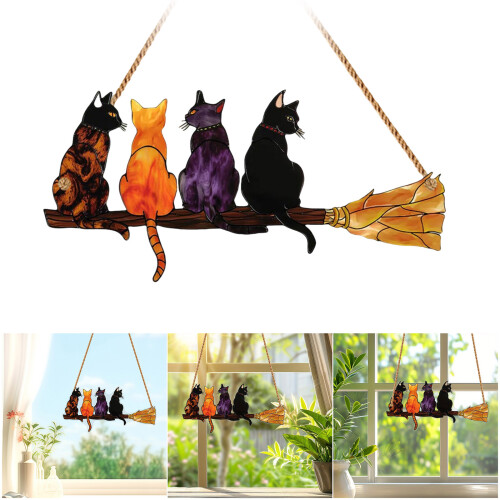 Acrylic Cats Broom Hanging Decoration Reflective Sunlight 1
