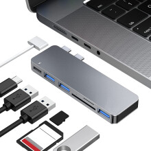 Léitheoir Cárta SD/TF Dé-Sliotán Galánta, Cuibheoir USB C, Dongle Ilport Thunderbolt3 le haghaidh Aistriú Comhad Ardluais, Comhtháthú Gan