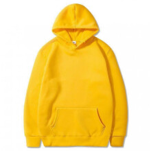 (L,6 yellow)Solid color light version sweatshirt European size hip-hop men and women autumn and winter all-match plus velvet hoodie W